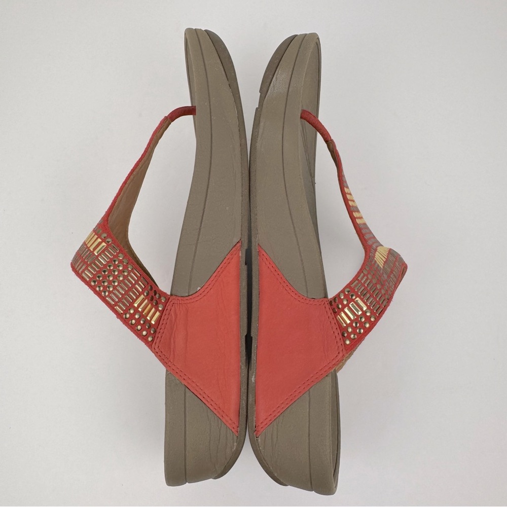 Fitflop Aztek Chada Women's Sandal Thong Slip-Ons. Size 9. Orange leather. - Picture 9 of 12